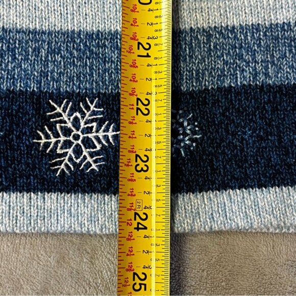 Vintage Carroll Reed Multi Shade Blues Zip Up Embroidered Knit Cardigan Sweater - Picture 10 of 10